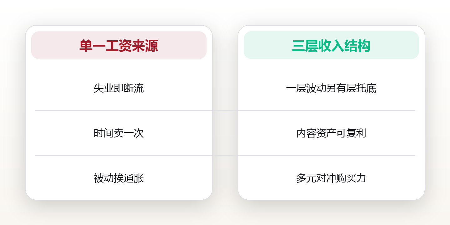 收入结构多元化：让现金流不依赖单一来源 对比图