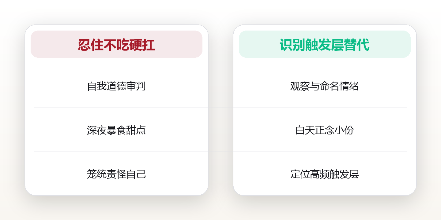 不是饿,是心里空了一块:情绪性进食的温柔拆解 对比图