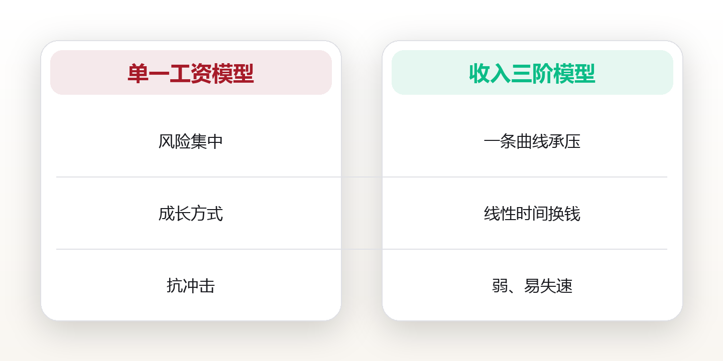 第二收入曲线:工资之外的现金流设计 对比图