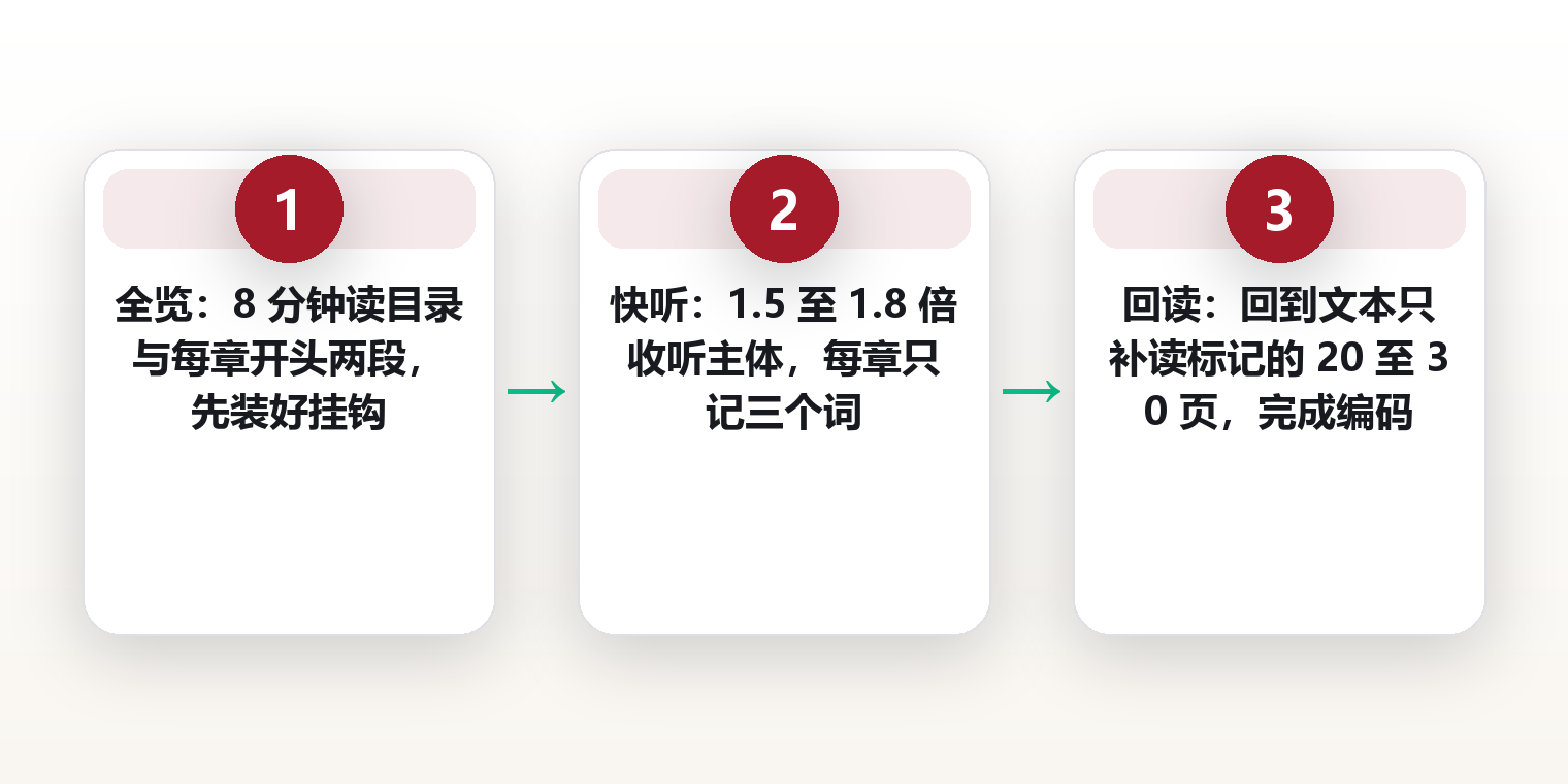 倍速听书到底损失了多少?用理解率与留存率,给音频学习划一条场景适配线 框架图