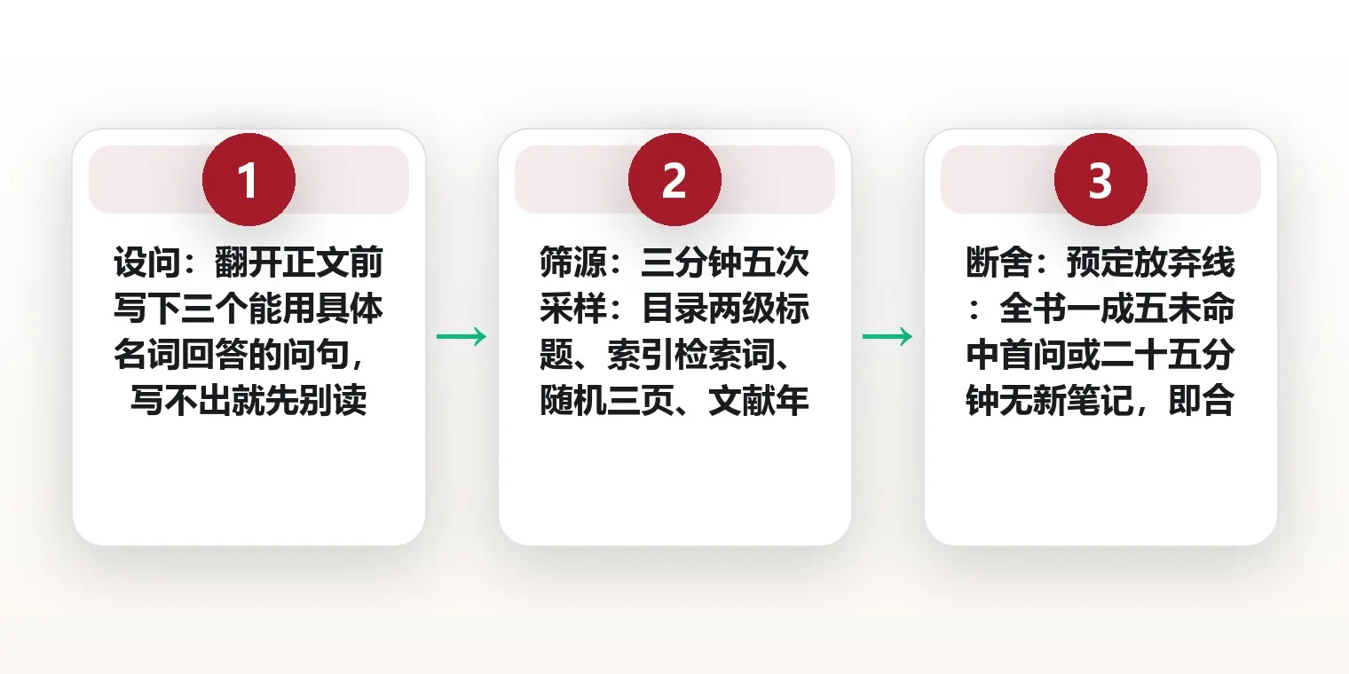 读不完是因为没带问题:问题驱动选读的三步筛书法 框架图