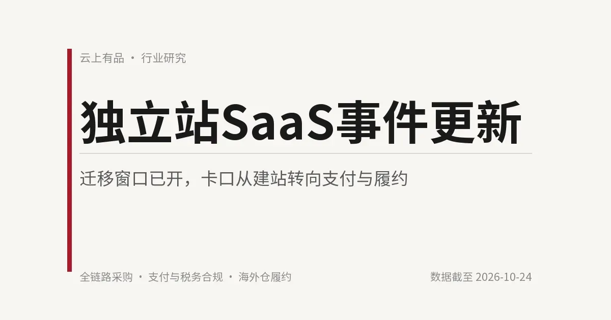 独立站SaaS事件更新:迁移窗口已开,卡口从建站转向支付与履约 封面