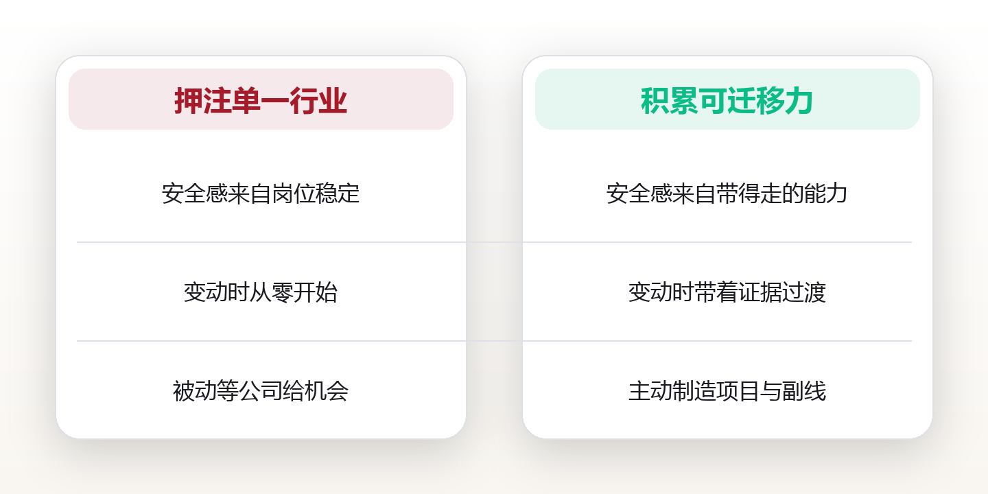 职业成长:用可迁移能力对抗行业不确定性 对比图
