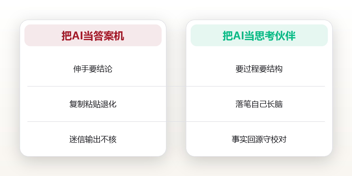 AI不是工具,是认知的延伸:普通人如何用AI重构思考 对比图